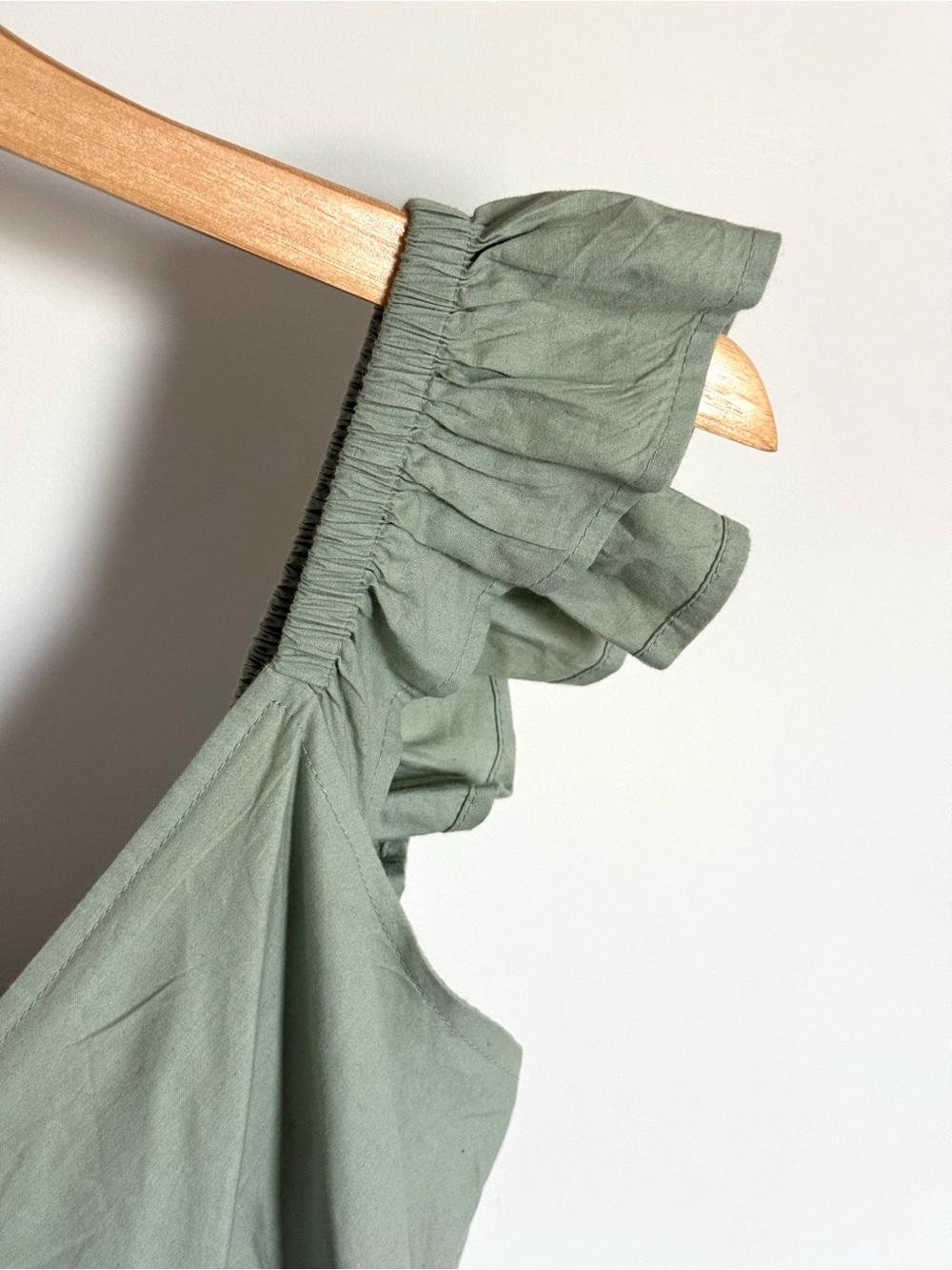 NWT Sim & Sam Sage Green Flutter Sleeve Tiered Maxi Dress 100% Cotton Large - Picture 5 of 9